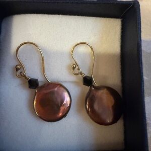 Fresh water coin pearl Dangle Earrings